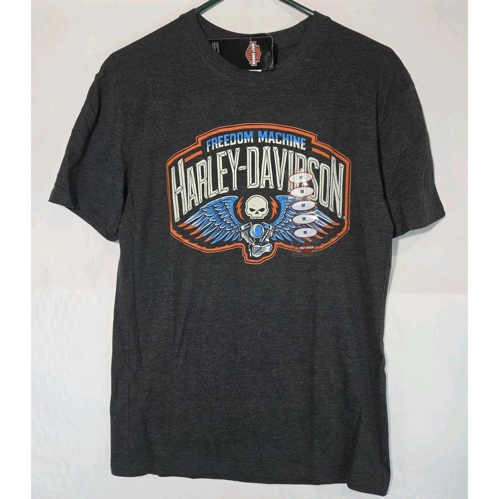 NWT Harley Davidson Lake Geneva Wisconsin Graphic T-Shirt Mens MED Black Heather
